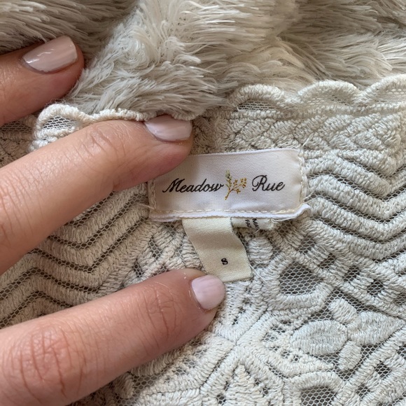 ANTHRO Ivory Embroidered Lace and Mesh Top - Picture 5 of 7